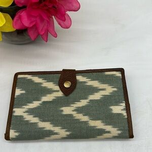 Sora Nomad Teal Brown Chevron Stander Size Wallet